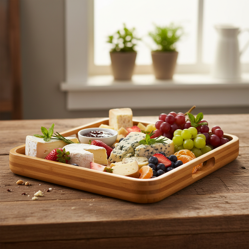 Bamboo tray with food